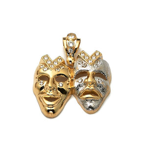 gold double mask pendant