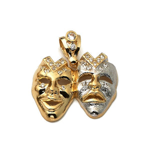 gold double mask pendant