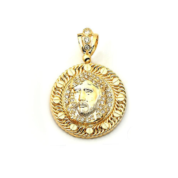 gold face pendant