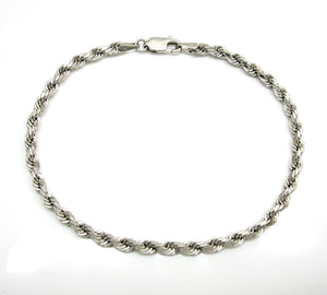 white gold diamond cut rope chain