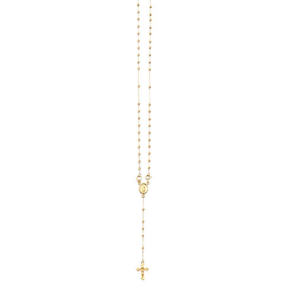 10K Gold Multi-Color Virgin Mary Rosary Cross Diamond Cut Bead 8mm Necklace  28