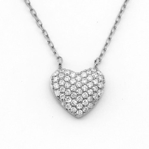 14K 0.20CTW DIAMOND DOME HEART NECKLACE