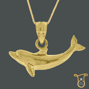 Womens 10kt Yellow Gold Animal Dolphin Fashion Charm Pendant, Pendants, Silverine, Jawa Jewelers