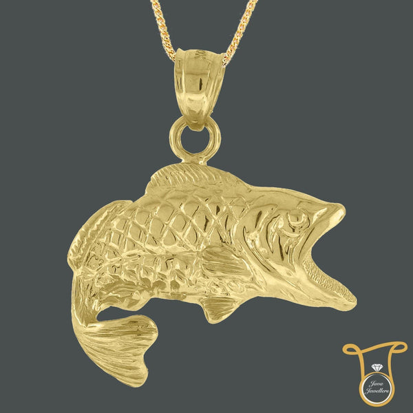 Womens Fish Animal 10kt Yellow Gold Fashion Charm Pendant, Pendants, Silverine, Jawa Jewelers