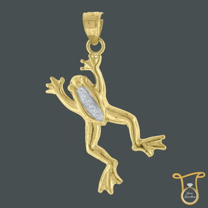 10kt Two-Tone Gold Frog Animal Fashion Charm Pendant - Jawa Jewelers