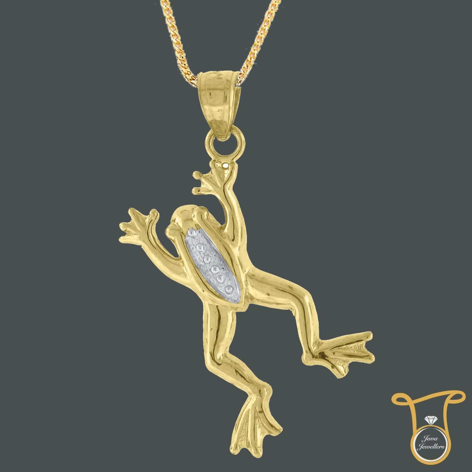 10kt Two-Tone Gold Frog Animal Fashion Charm Pendant - Jawa Jewelers