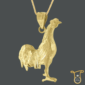 10kt Yellow Gold Rooster Animal Fashion Charms Pendant, Pendants, Silverine, Jawa Jewelers