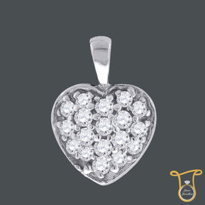 Womens Sterling Silver Round Cubic Zirconia CZ Heart Fashion Pendant, Ring, Silverine, Jawa Jewelers