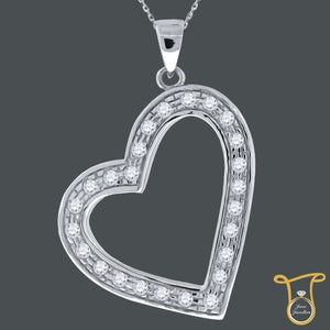 Cubic Zirconia CZ Sterling Silver Round  Heart Fashion Pendant, Pendants, JJ-SLV, Jawa Jewelers