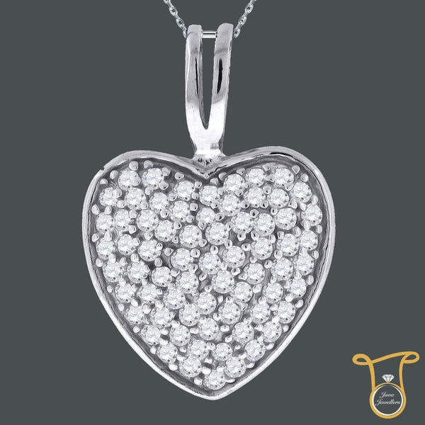 Sterling Silver CZ Heart Fashion Womens Round Cubic Zirconia Pendant, Pendants, Silverine, Jawa Jewelers