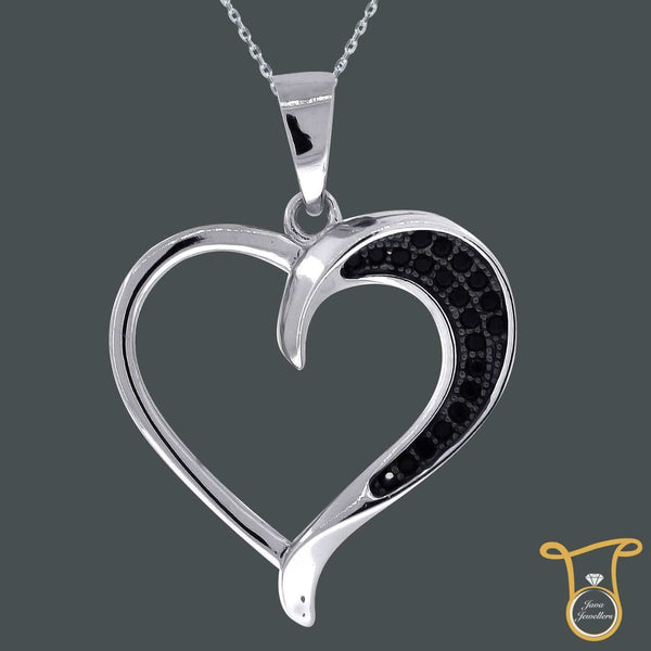 Sterling Silver Round Cubic Zirconia CZ Heart Fashion Pendant, Pendants, Silverine, Jawa Jewelers