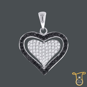 Double Heart  Sterling Silver Round Cubic Zirconia CZ Fashion Pendant, Pendants, JJ-SLV, Jawa Jewelers