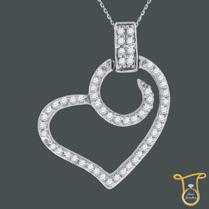 Sterling Silver Round Cubic Zirconia CZ Heart Fashion Pendant, Pendants, Silverine, Jawa Jewelers