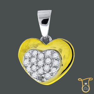 Yellow-tone Sterling Silver Round Cubic Zirconia CZ Double Heart Fashion Pendant, Pendants, Silverine, Jawa Jewelers