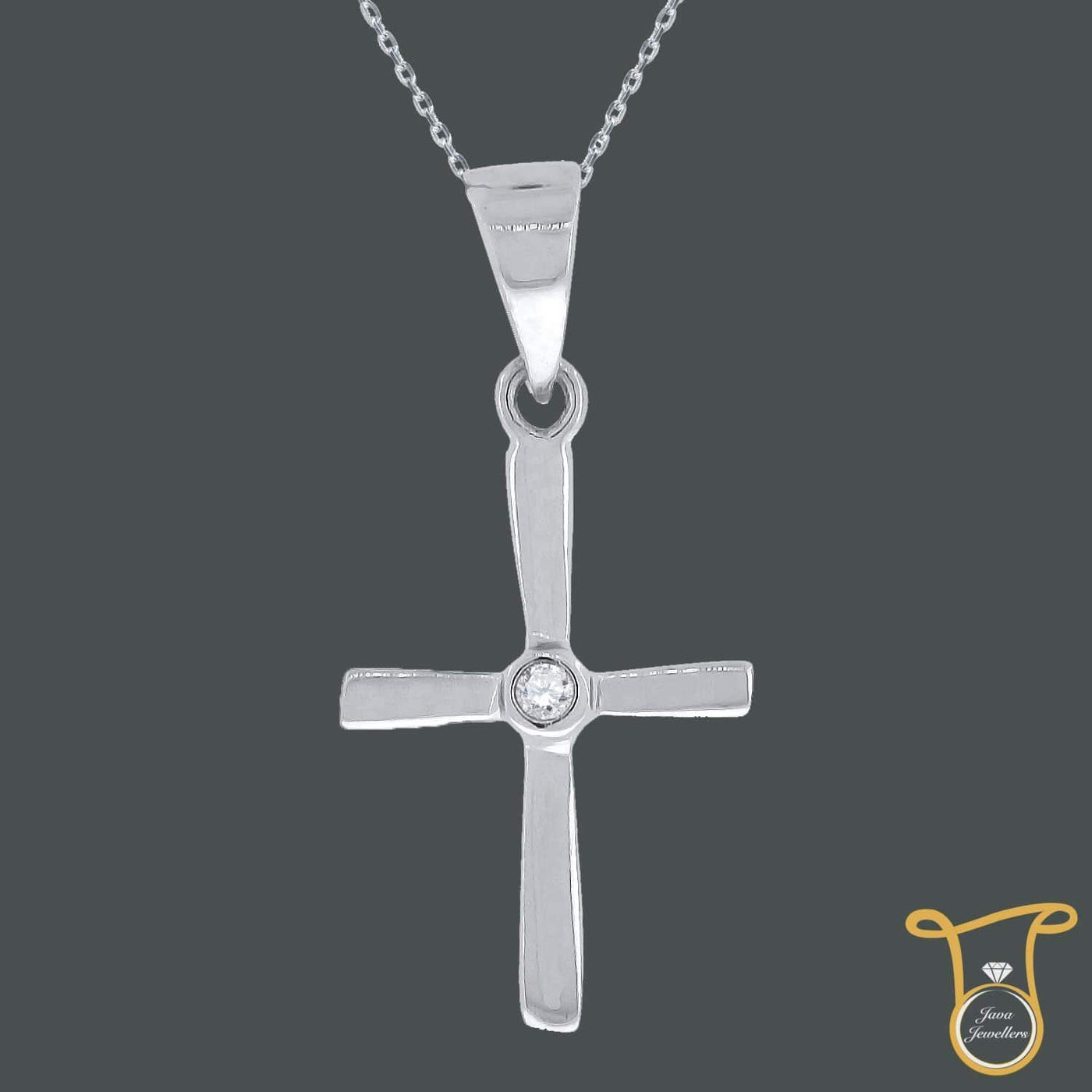 Round Cubic Zirconia CZ Sterling Silver Cross Fashion Pendant