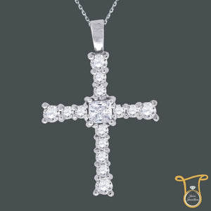 Sterling Silver Round Cubic Zirconia CZ Cross Fashion Pendant, Pendants, Silverine, Jawa Jewelers