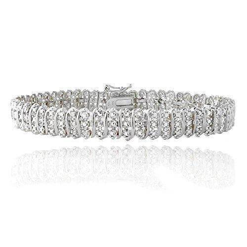 14K White Gold Finish 2.10 CT Diamond Tennis Bracelet 8"