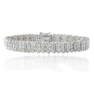 14K White Gold Finish 2.10 CT Diamond Tennis Bracelet 8