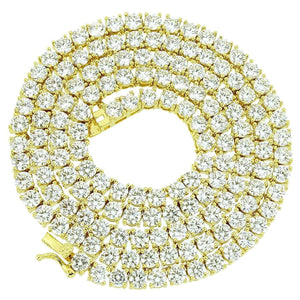 4MM 14K Gold Finish CZ Diamonds Choker Tennis Chain