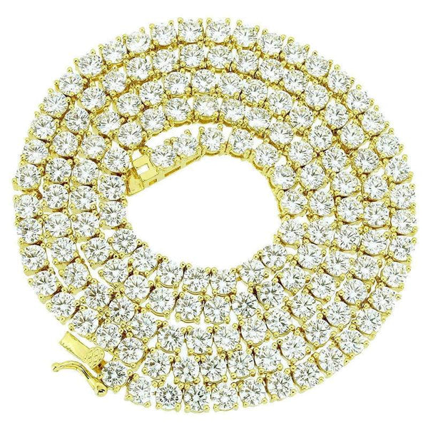 14K Gold Finish CZ Diamonds Choker Tennis Chain Necklace