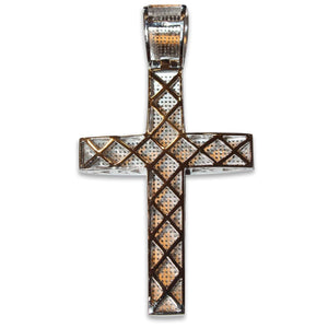 2.15 CT Round Cut Diamond Cross Pendant Sterling Silver 3.5”, Pendants, Jawa Jewelers, Jawa Jewelers