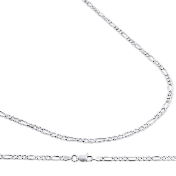 3MM 925 Sterling Silver Figaro Link Chain Necklace, , Jawa Jewelers, Jawa Jewelers