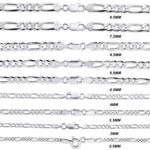 9.5MM 925 Sterling Silver Figaro Link Chain Necklace, , Jawa Jewelers, Jawa Jewelers