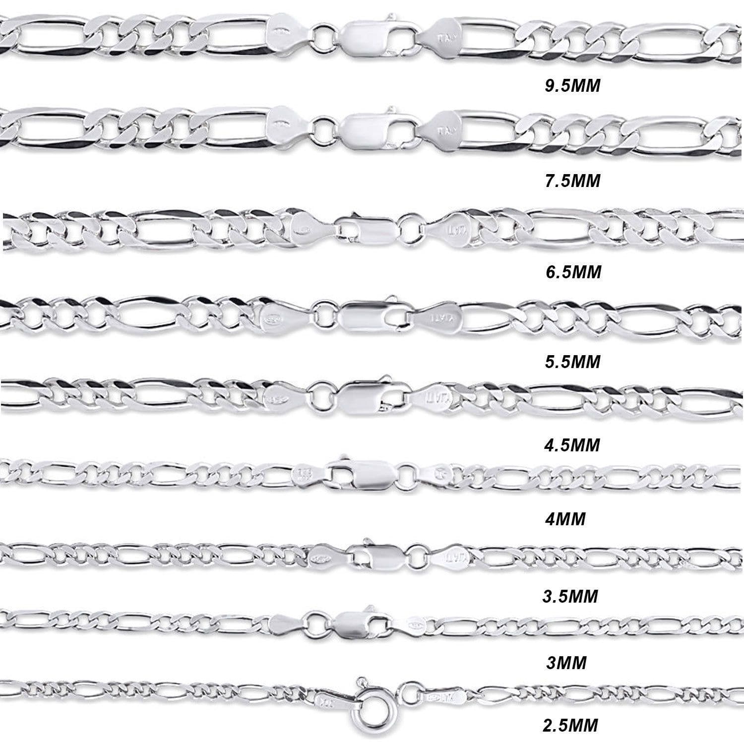 Solid Sterling Silver 4mm Figaro Chain outlet 22