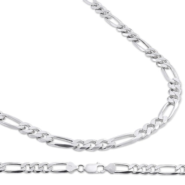 7.5MM 925 Sterling Silver Figaro Link Chain Necklace, , Jawa Jewelers, Jawa Jewelers