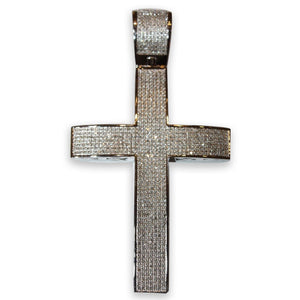 2.15 CT Round Cut Diamond Cross Pendant Sterling Silver 3.5”, Pendants, Jawa Jewelers, Jawa Jewelers