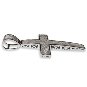 2.15 CT Round Cut Diamond Cross Pendant Sterling Silver 3.5”, Pendants, Jawa Jewelers, Jawa Jewelers